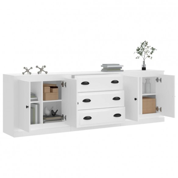 Buffets 3 pcs Blanc Bois d'ingénierie