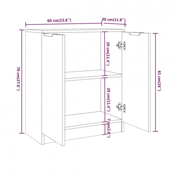 Buffet Blanc 60x30x70 cm Bois d'ingénierie