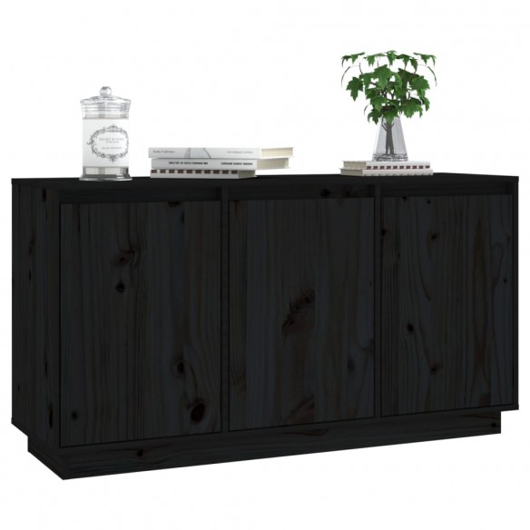 Buffet Noir 111x34x60 cm Bois massif de pin