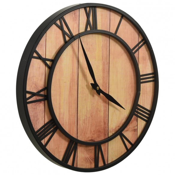 Horloge murale 39 cm Marron et noir MDF et fer