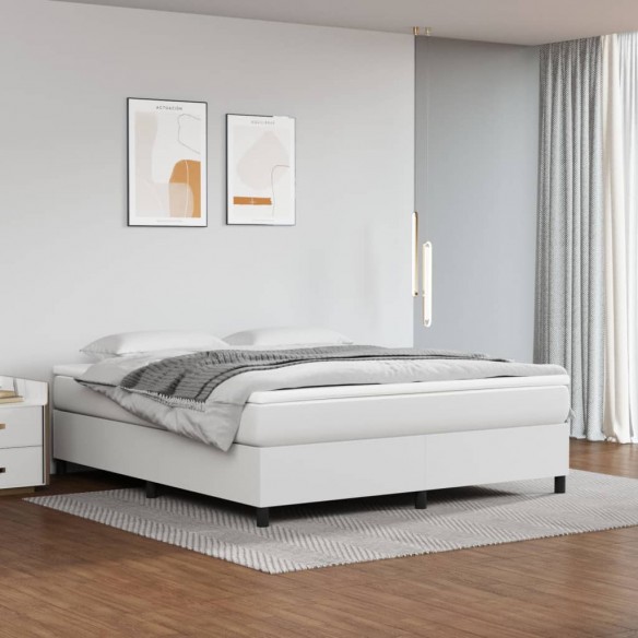 Cadre de lit avec matelas Blanc 160x200cm Similicuir