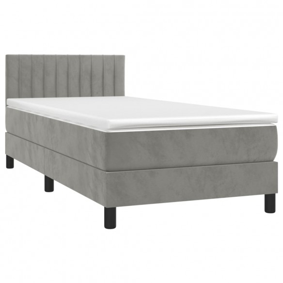 Cadre de lit et matelas et LED Gris clair 80x200cm