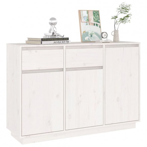 Buffet blanc 110x34x75 cm bois massif de pin