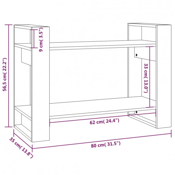 Bibliothèque/Séparateur de pièce Noir 80x35x56,5 cm Pin massif