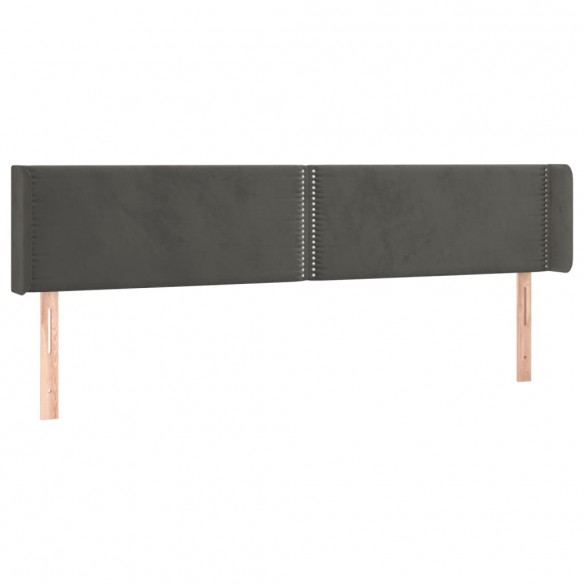 Tête de lit avec oreilles Gris foncé 203x16x78/88 cm Velours