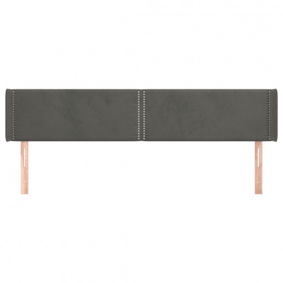 Tête de lit avec oreilles Gris foncé 203x16x78/88 cm Velours