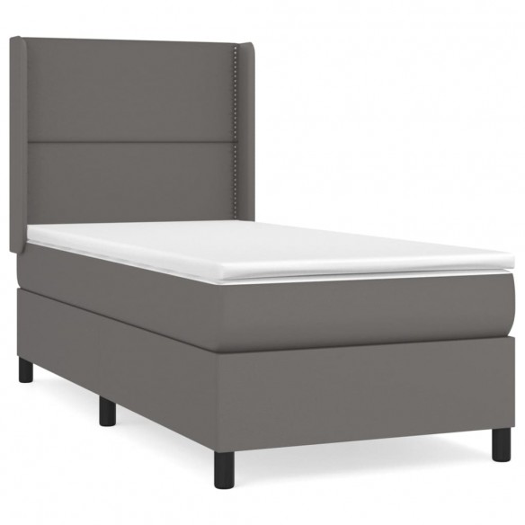 Cadre de lit avec matelas Gris 80x200 cm Similicuir