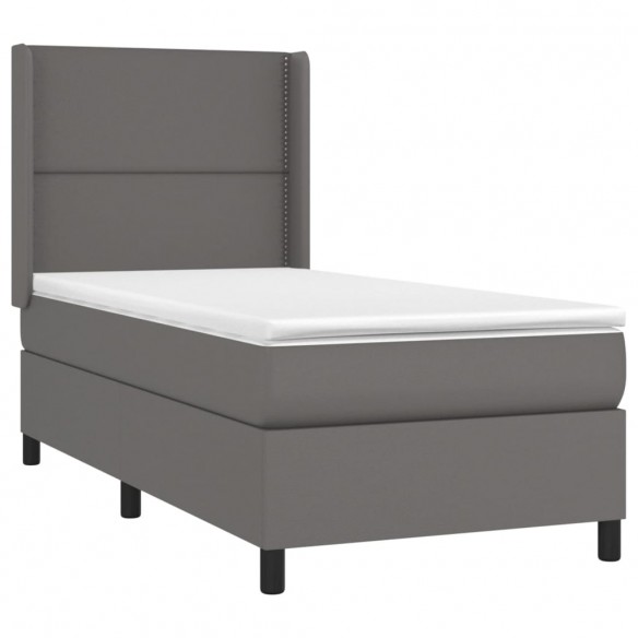 Cadre de lit avec matelas Gris 80x200 cm Similicuir