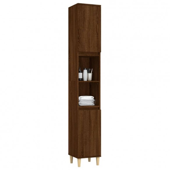 Armoire de bain chêne marron 30x30x190 cm bois d'ingénierie