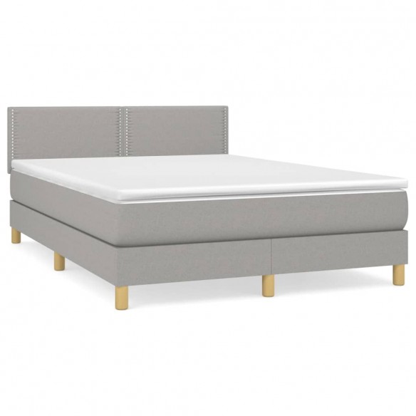 Cadre de lit avec matelas Gris clair 140x200cm Tissu