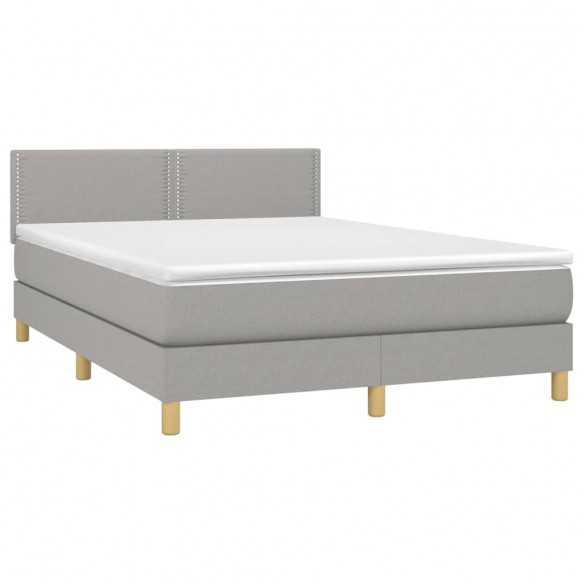 Cadre de lit avec matelas Gris clair 140x200cm Tissu