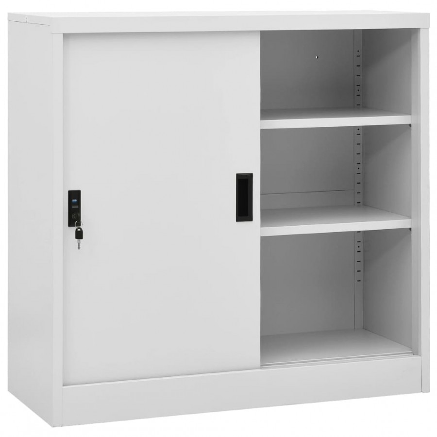 Armoire de bureau porte coulissante Gris clair 90x40x90cm Acier