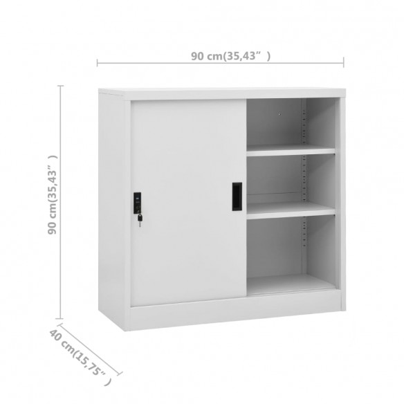 Armoire de bureau porte coulissante Gris clair 90x40x90cm Acier