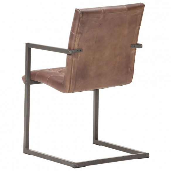 Chaises à manger cantilever lot de 6 marron cuir véritable