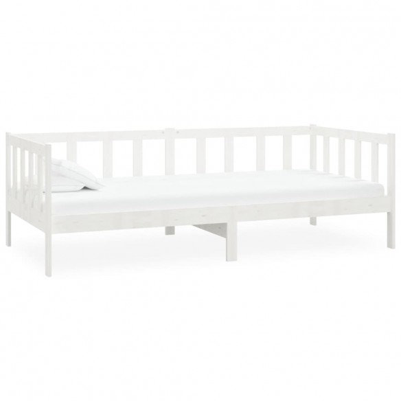 Lit Blanc Bois de pin massif 90x200 cm