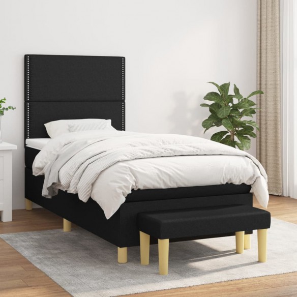 Cadre de lit avec matelas Noir 100x200 cm Tissu