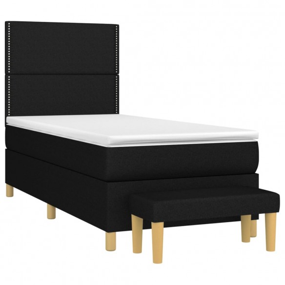 Cadre de lit avec matelas Noir 100x200 cm Tissu