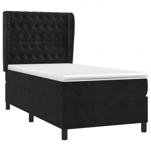 Cadre de lit avec matelas Noir 100x200 cm Velours