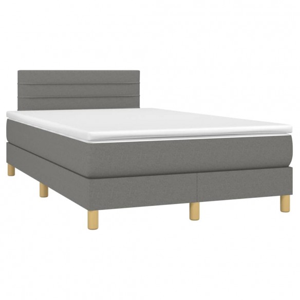 Cadre de lit et matelas et LED Gris foncé 120x200 cm