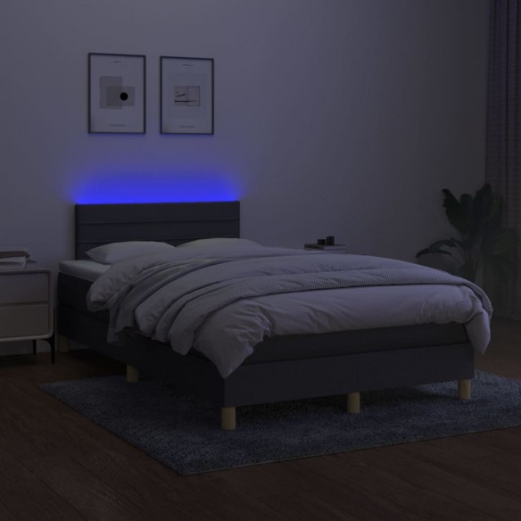 Cadre de lit et matelas et LED Gris foncé 120x200 cm