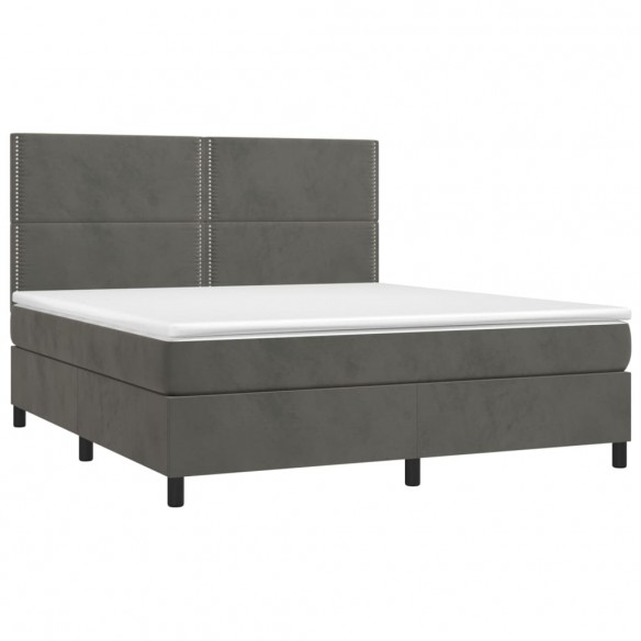 Cadre de lit et matelas Gris foncé 160x200cm Velours