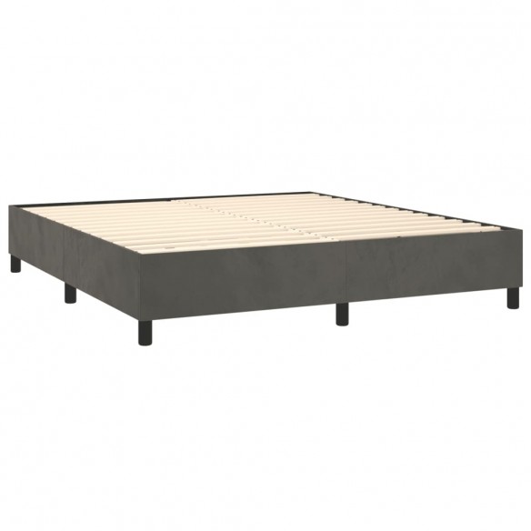 Cadre de lit et matelas Gris foncé 160x200cm Velours