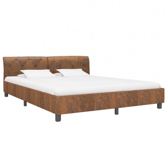 Cadre de lit Marron Similicuir daim 160 x 200 cm