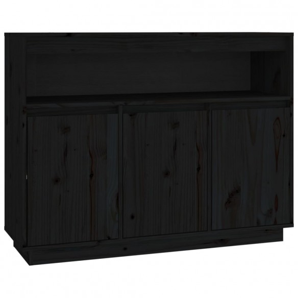 Buffet Noir 104,5x34x80 cm Bois massif de pin