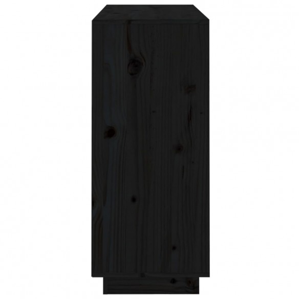 Buffet Noir 104,5x34x80 cm Bois massif de pin