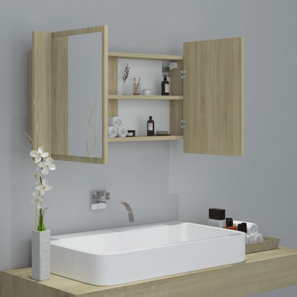 Armoire à miroir à LED de bain Chêne sonoma 80x12x45 Acrylique