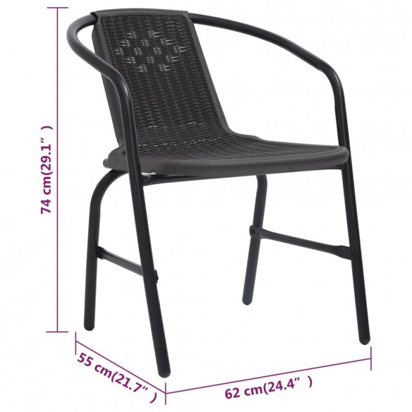 Chaises de jardin 8 pcs Rotin plastique et acier 110 kg