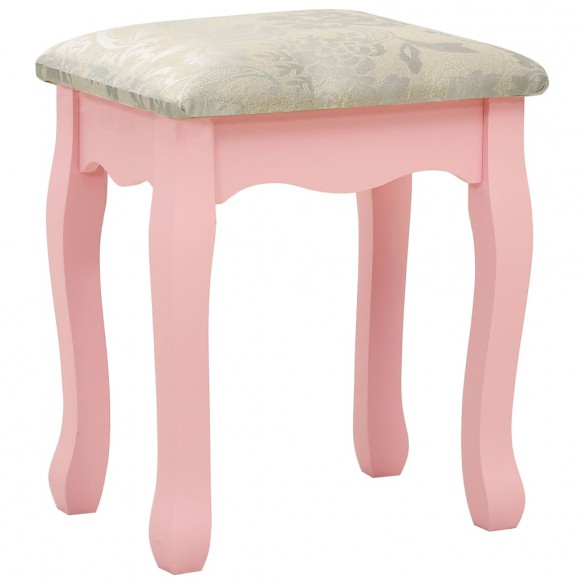 Coiffeuse avec tabouret et miroir pliable en 3 Rose