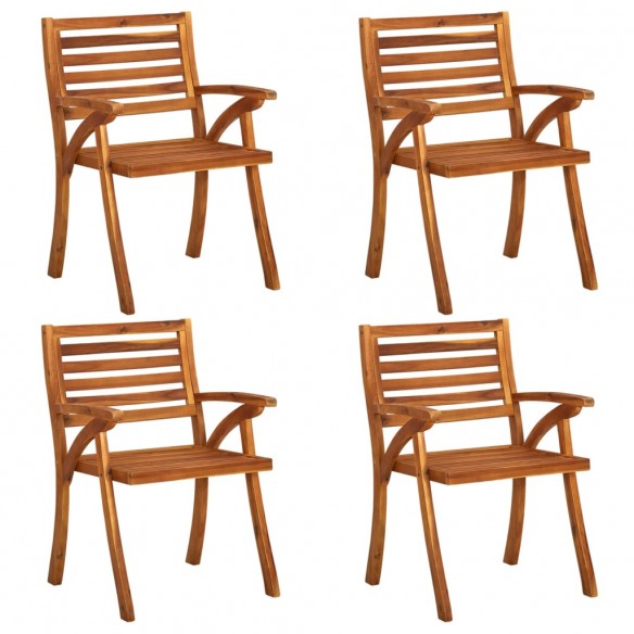 Chaises de jardin avec coussins 4 pcs Bois de teck solide