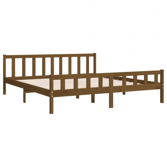 Cadre de lit Marron miel Bois massif 200x200 cm