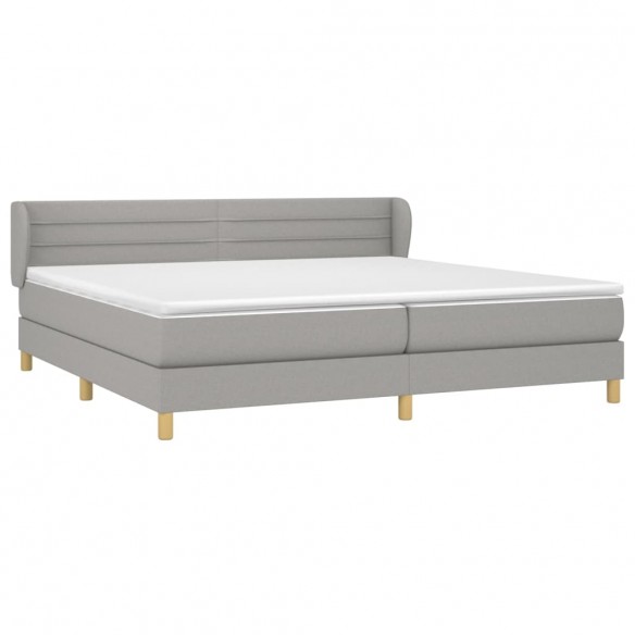 Cadre de lit avec matelas Gris clair 200x200cm Tissu