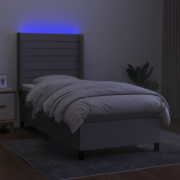 Cadre de lit matelas LED Gris clair 100x200 cm Tissu