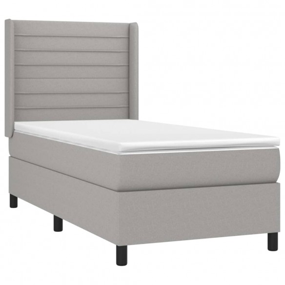 Cadre de lit matelas LED Gris clair 100x200 cm Tissu