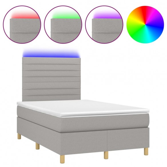 Cadre de lit matelas et LED Gris clair 120x200 cm