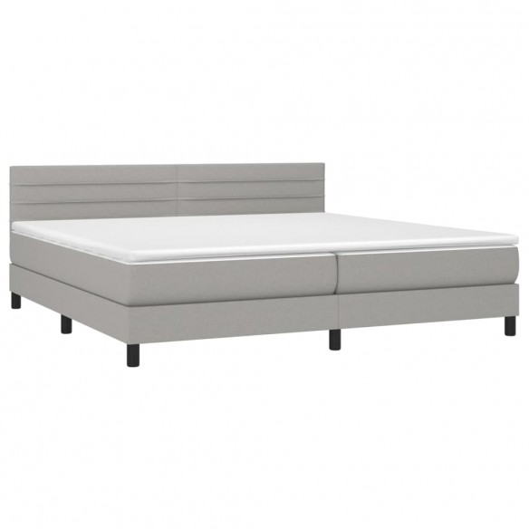 Cadre de lit avec matelas Gris clair 200x200cm Tissu