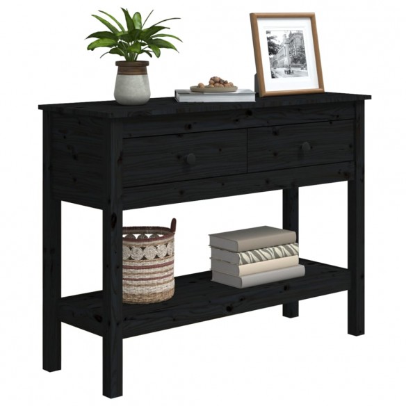 Table console Noir 100x35x75 cm Bois massif de pin