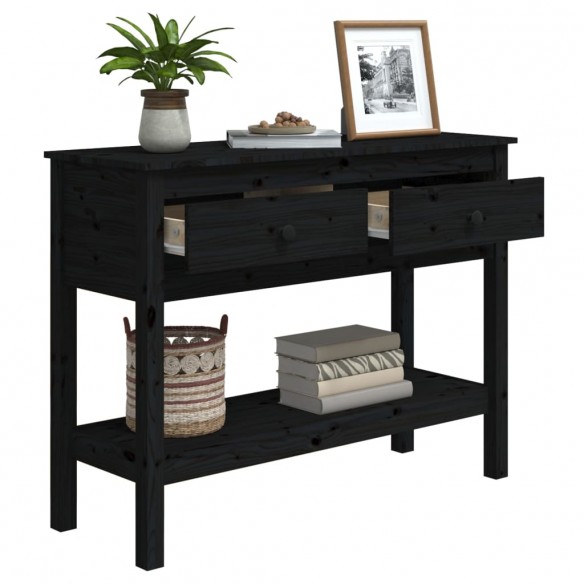 Table console Noir 100x35x75 cm Bois massif de pin