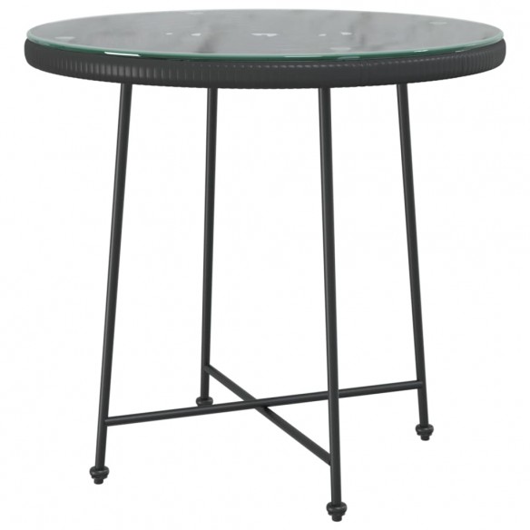 Table de salle à manger Noir Ø80 cm Verre trempé et acier