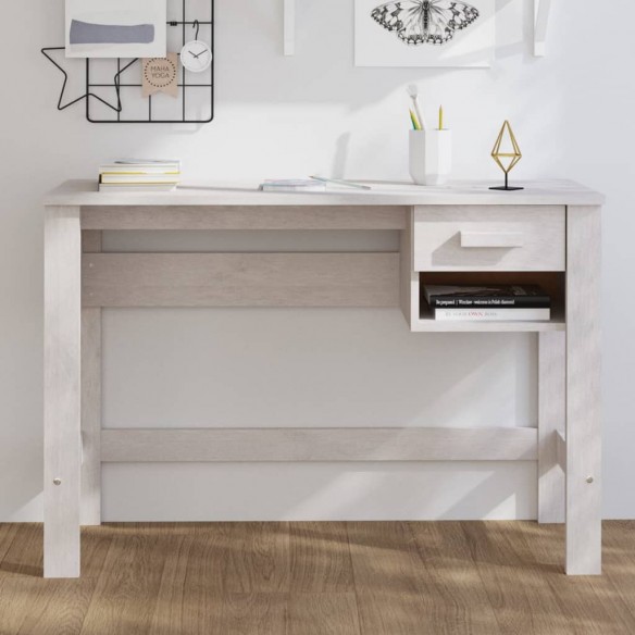 Bureau HAMAR Blanc 110x40x75 cm Bois massif de pin