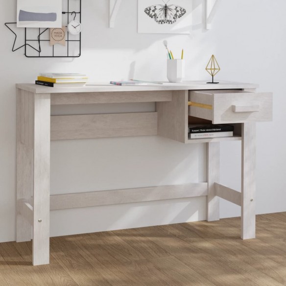 Bureau HAMAR Blanc 110x40x75 cm Bois massif de pin