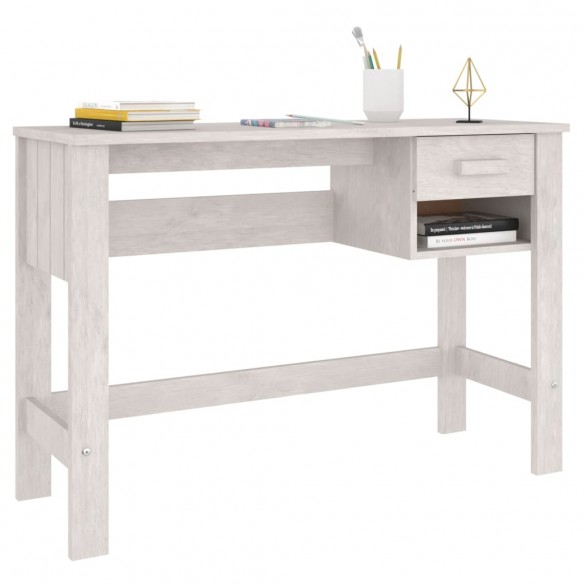 Bureau HAMAR Blanc 110x40x75 cm Bois massif de pin