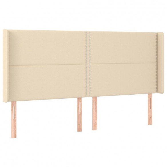 Tête de lit avec oreilles Crème 203x16x118/128 cm Tissu