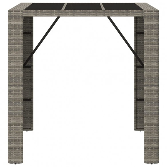 Table de bar et dessus en verre gris 105x80x110 cm poly rotin