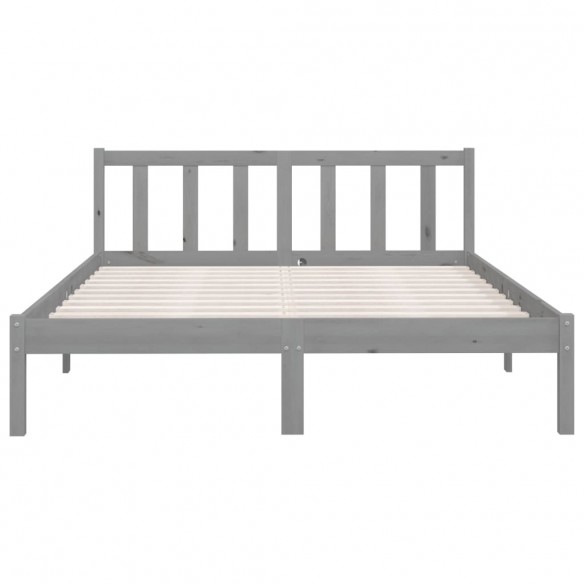 Cadre de lit Gris Bois de pin massif 135x190 cm Double