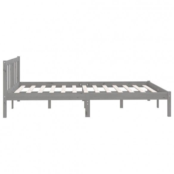 Cadre de lit Gris Bois de pin massif 135x190 cm Double