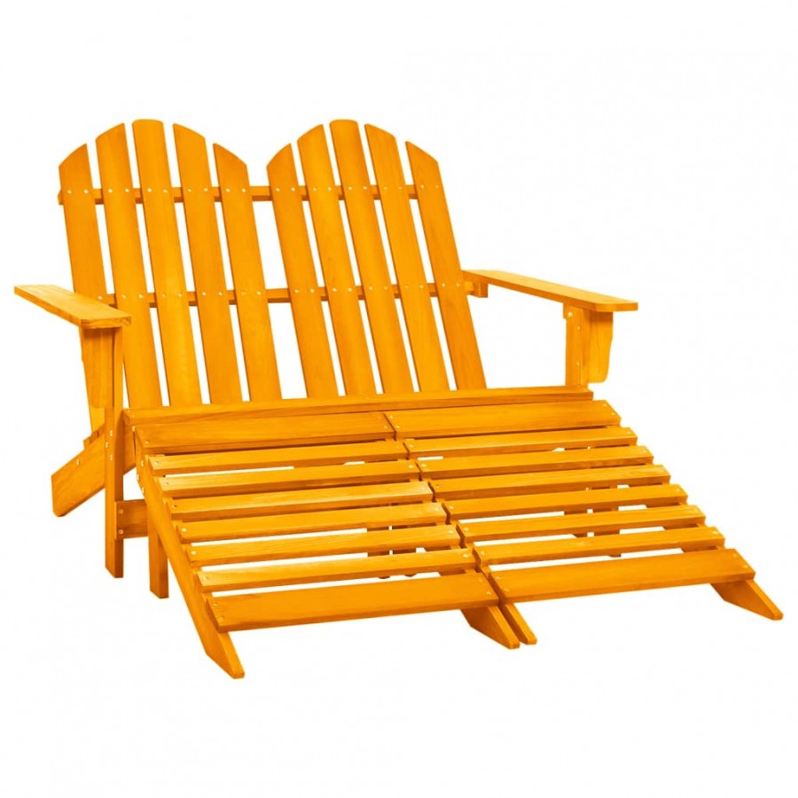 Chaise de jardin Adirondack 2 places et pouf Sapin Orange